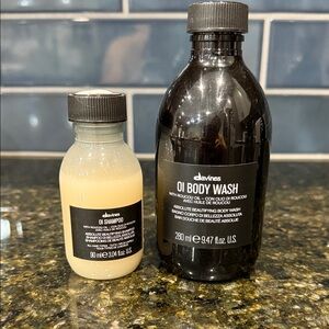 Davines OI Body Wash and Shampoo - Black and Cream Bottles